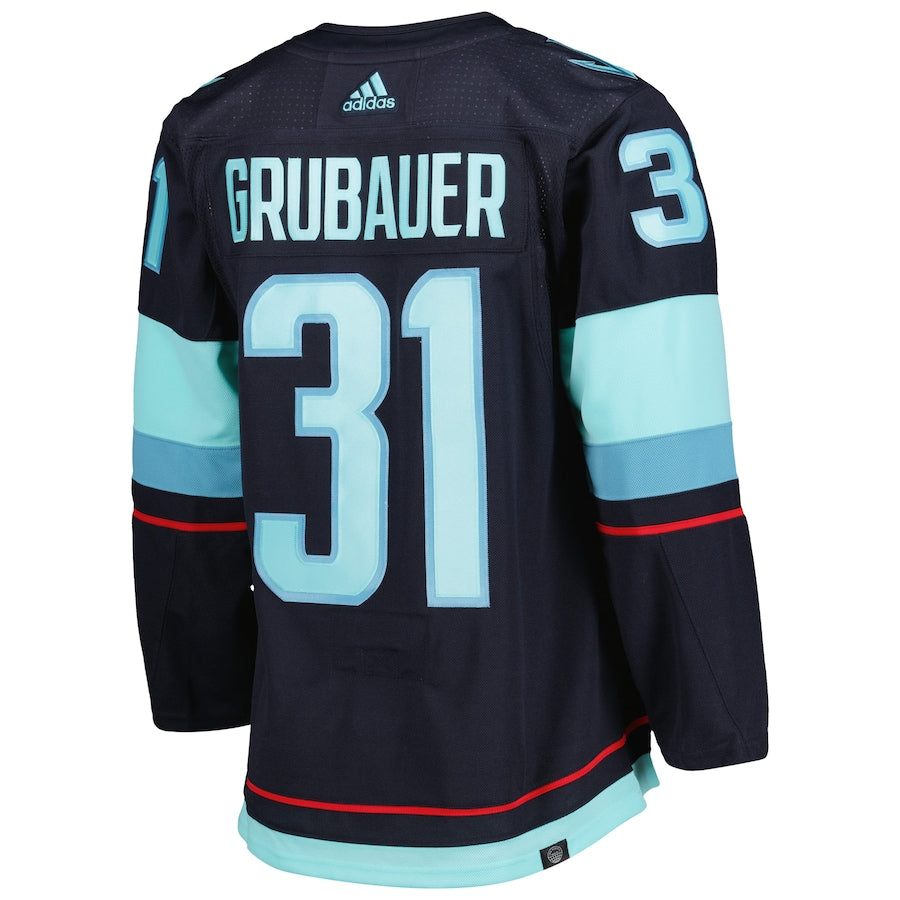 Men's Seattle Kraken Philipp Grubauer  Navy Home Primegreen Authentic Pro Player - Jersey