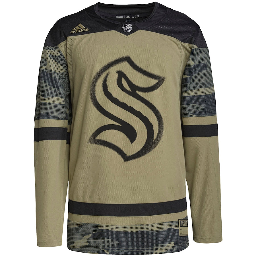 Men's Seattle Kraken  Camo Military Appreciation Team Authentic Practice Jersey