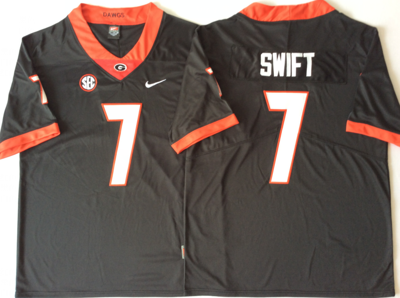Men's Georgia Bulldogs D'Andre Swift Black Player Game Jersey