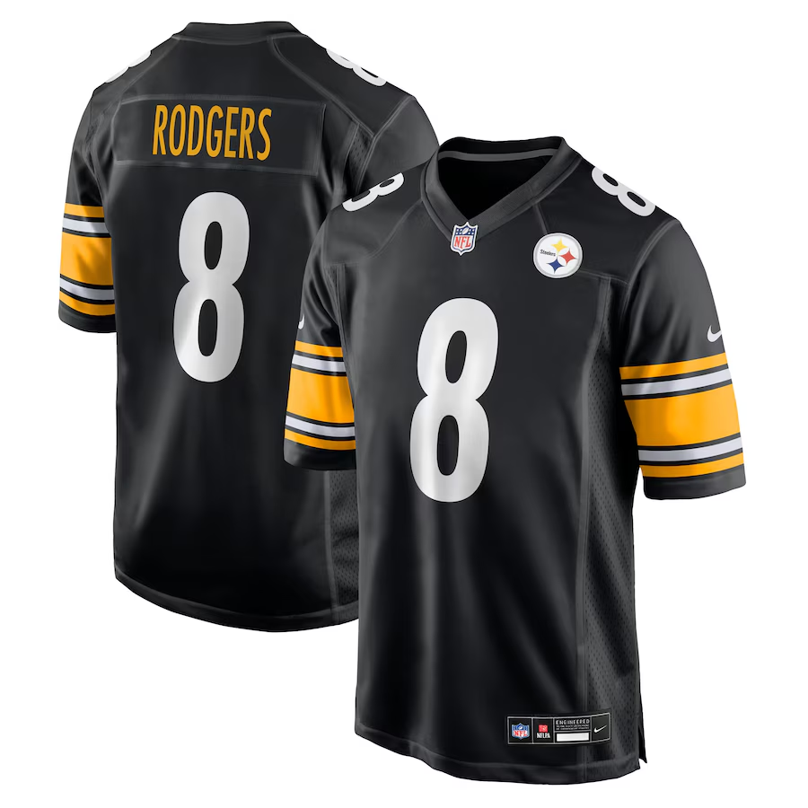 Men's Pittsburgh Steelers Aaron Rodgers  Black Game Jersey