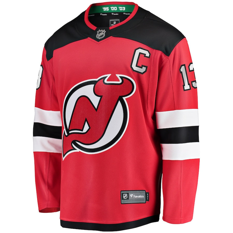 Nico Hischier New Jersey Devils   Captain Patch Home Breakaway Jersey - Red