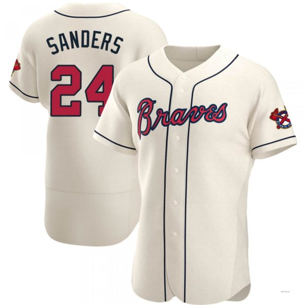 Atlanta Braves #24 Deion Sanders Cream Alternate Jersey Stitches Baseball Jerseys