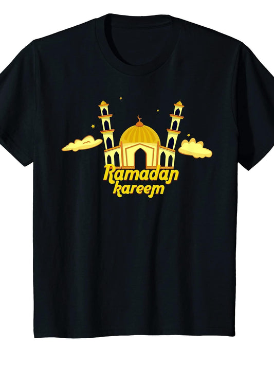Kids Ramadan Kareem Tshirt for Kids Youth Ramadan Month T-Shirt Ramadan 180gsm Cotton Round Neck Short Sleeve Men Casual T-Shirt