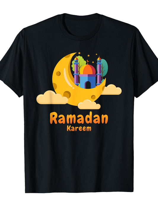 Kids Ramadan Kareem Tshirt Youth Ramadan Month T-Shirt Ramadan 180gsm Cotton Round Neck Short Sleeve Men Casual T-Shirt