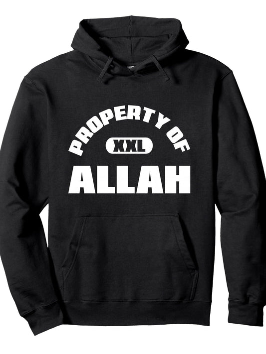 Property Of Allah Islam Muslim Ramadan Kareem Mubarak Mosque Pullover Hoodie Ramadan Black 250gsm Cotton Long Sleeve Men Casual Hoodie