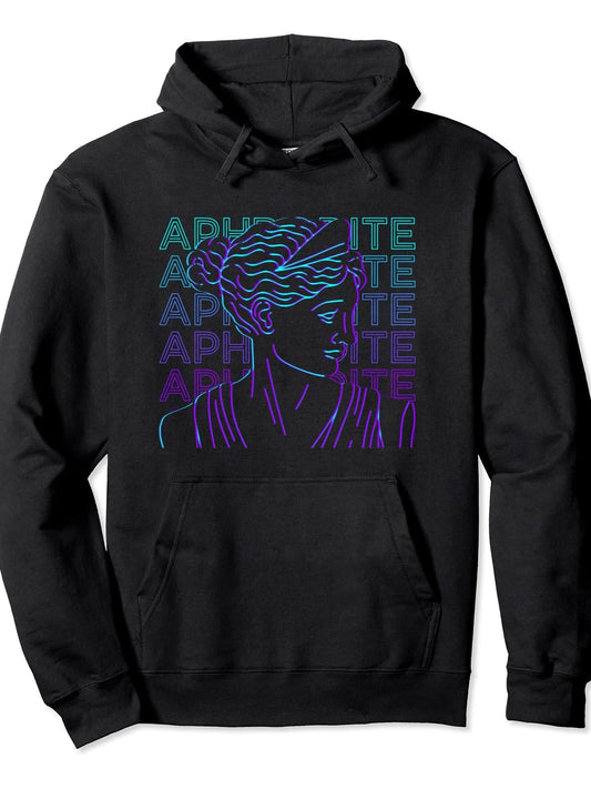 Aphrodite Greek Goddess Of Love Beauty Retro Aphrodite Pullover Hoodie Ramadan Black 250gsm Cotton Long Sleeve Men Casual Hoodie