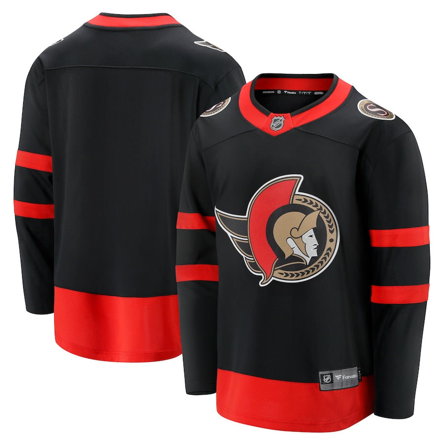Custom Ottawa Senators  Home Breakaway Jersey - Black