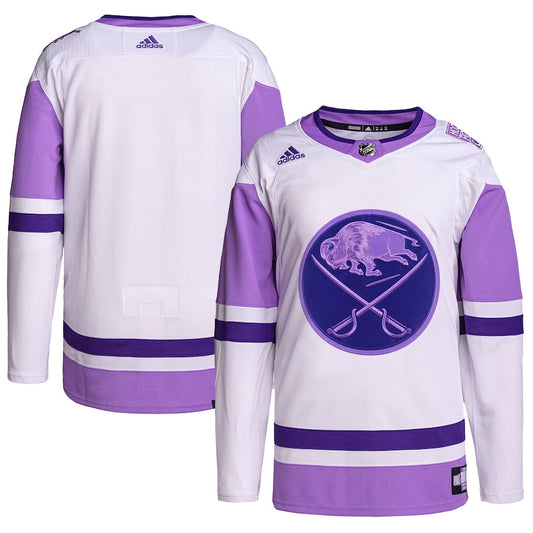 Custom Buffalo Sabres Hockey Fights Cancer Primegreen  Blank Practice Jersey - White/Purple