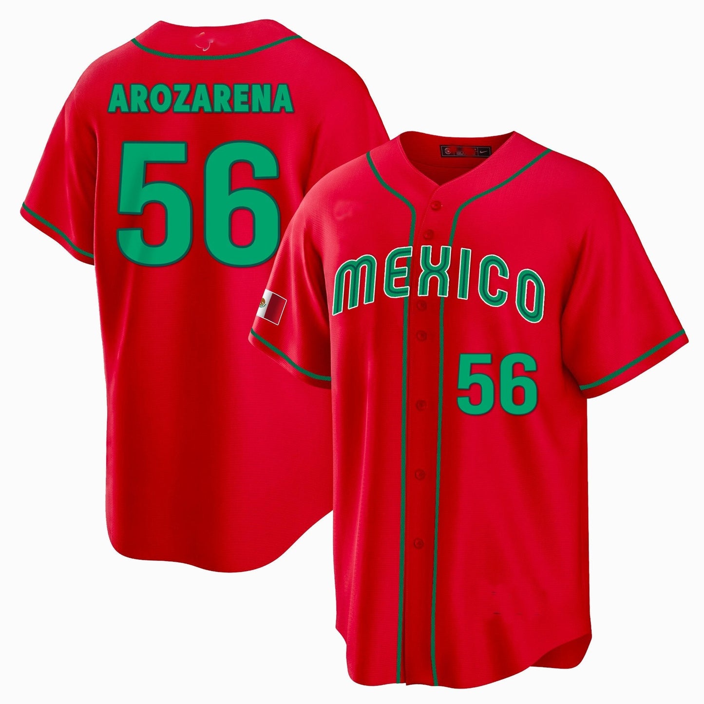 #56 RANDY AROZARENA MEXICO BASEBALL 2023 WORLD BASEBALL CLASSIC REPLICA JERSEY ¨C RED Stitches Baseball Jerseys