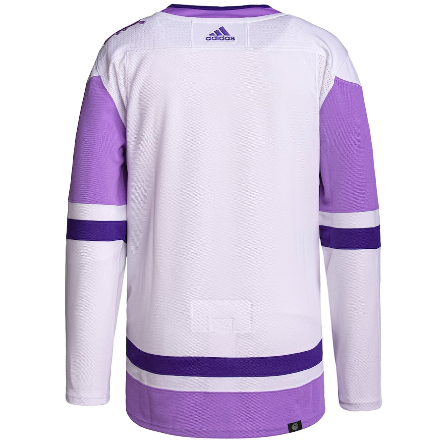 Men's St. Louis Blues  White/Purple Hockey Fights Cancer Primegreen Authentic Blank Practice Jersey