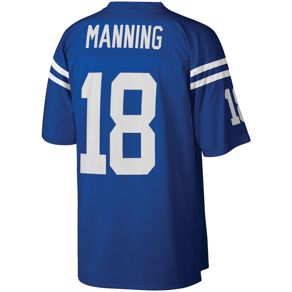 IN.Colts #18 Peyton Manning Mitchell & Ness Royal Big & Tall 1998 Retired Player Replica Jersey