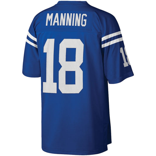 IN.Colts #18 Peyton Manning Mitchell & Ness Royal Big & Tall 1998 Retired Player Replica Jersey