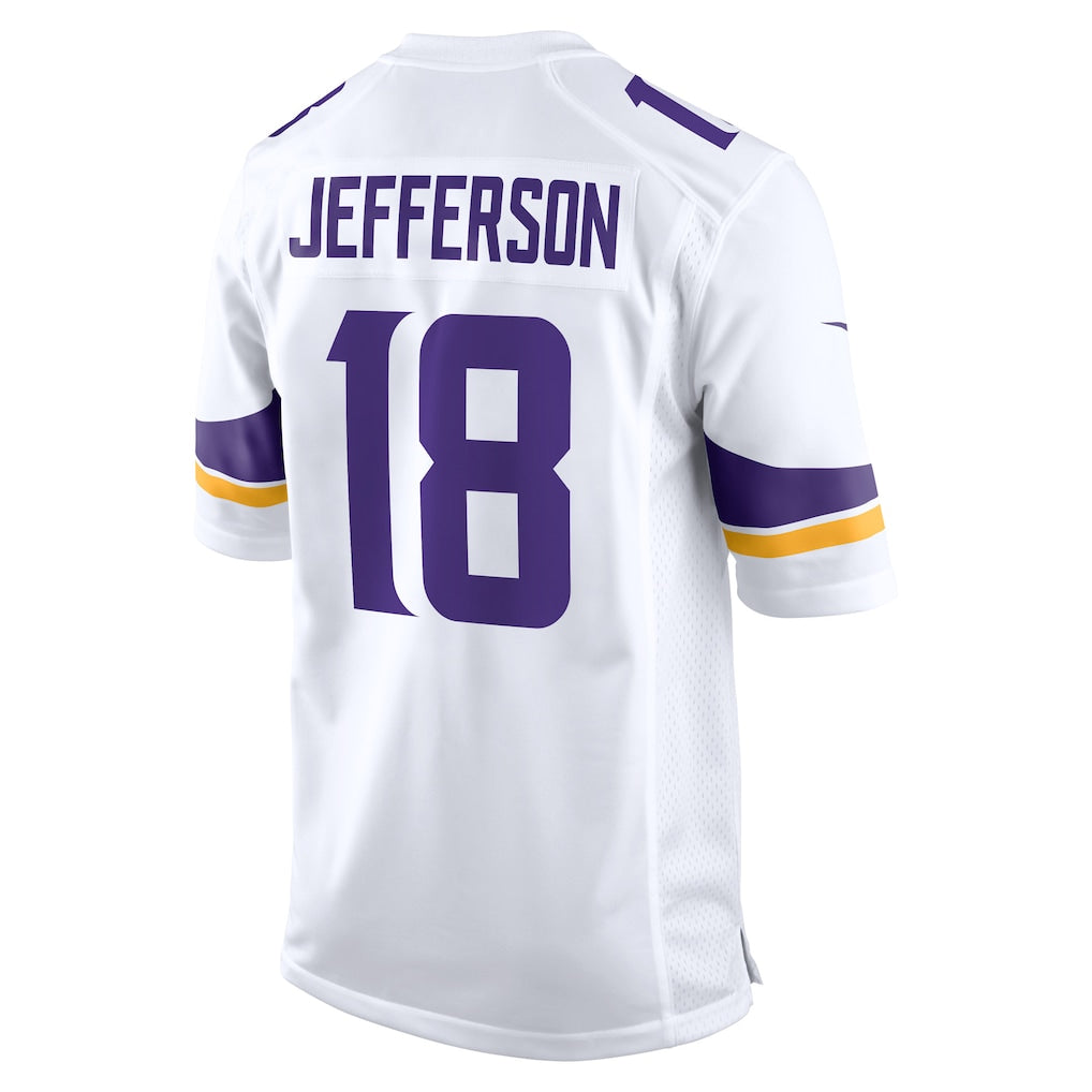 M.Vikings #18 Justin Jefferson White Game Player Jersey