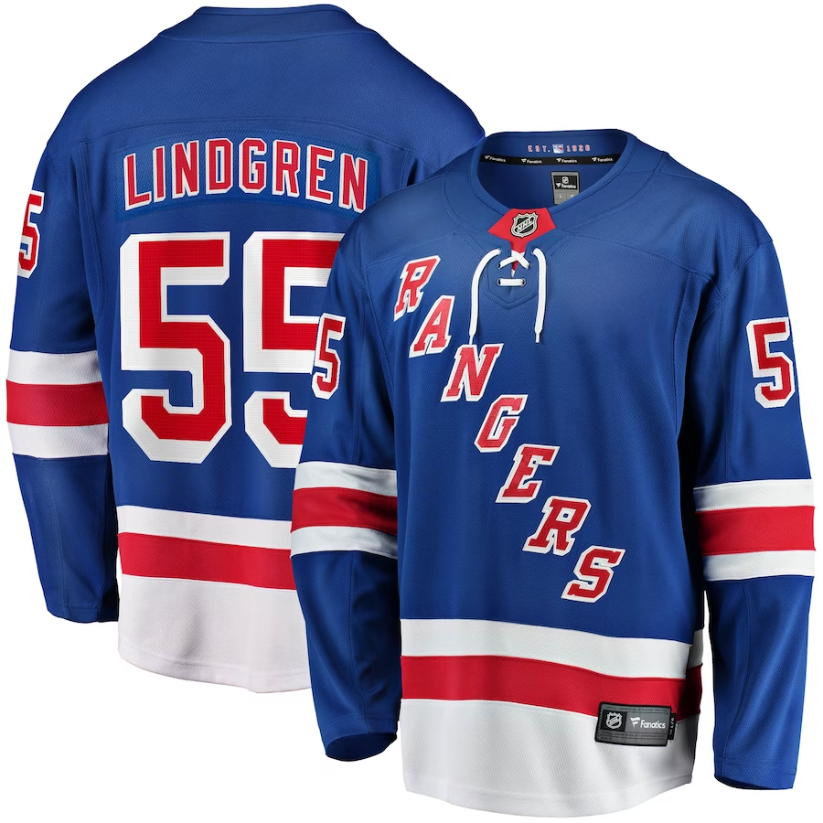 Men's New York Rangers Ryan Lindgren #55 Blue Player Jersey1