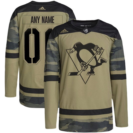 Men's Pittsburgh Penguins Camo Military Custom Player Jersey1