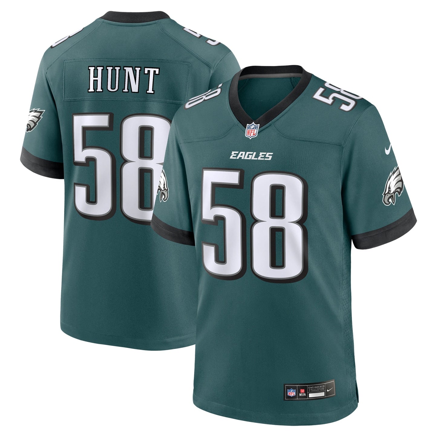 Jalyx Hunt Philadelphia Eagles  Team Game Jersey - Midnight Green