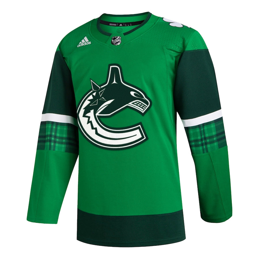 Custom Men's Vancouver Canucks  Kelly Green 2023 St. Patrick's Day Primegreen Authentic Jersey