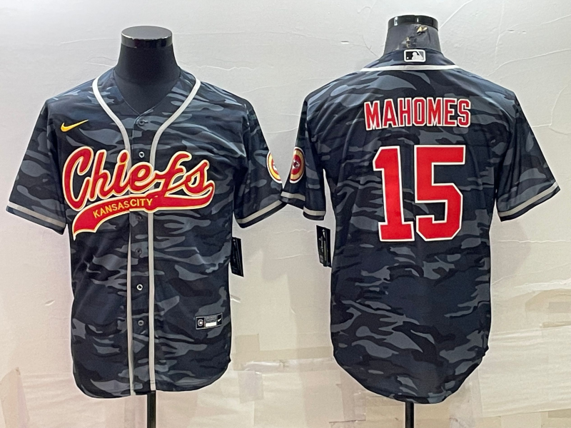 Men's Kansas City Chiefs Patrick Mahomes Grey Camouflage Game Jersey Joint Edition