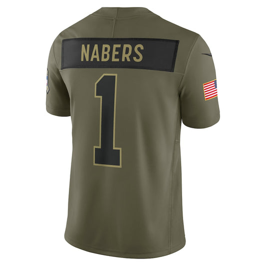 NY.Giants #1 Malik Nabers Olive 2025 Salute to Service Limited Jersey