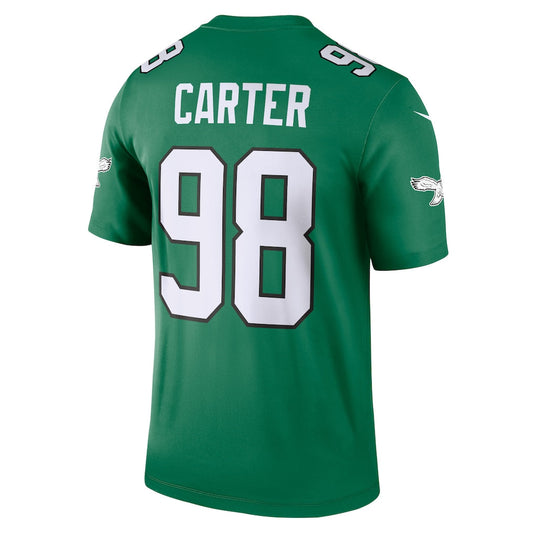 P.Eagles #98 Jalen Carter Kelly Green Legend Player Performance Top Jersey