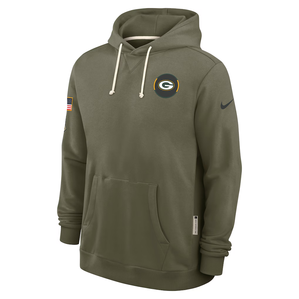Men's Green Bay Packers  Olive 2025 Salute to Service Sideline Standard Issue Dri-FIT Hoodie