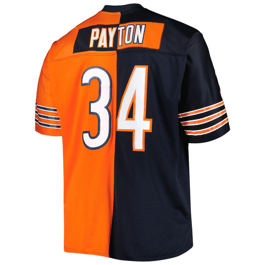 C.Bears #34 Walter Payton Mitchell & Ness Navy/Orange Big & Tall Split Legacy Retired Player Replica Jersey