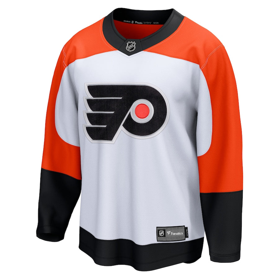Custom Men's Philadelphia Flyers Fanatics White Away Premier Breakaway Jersey