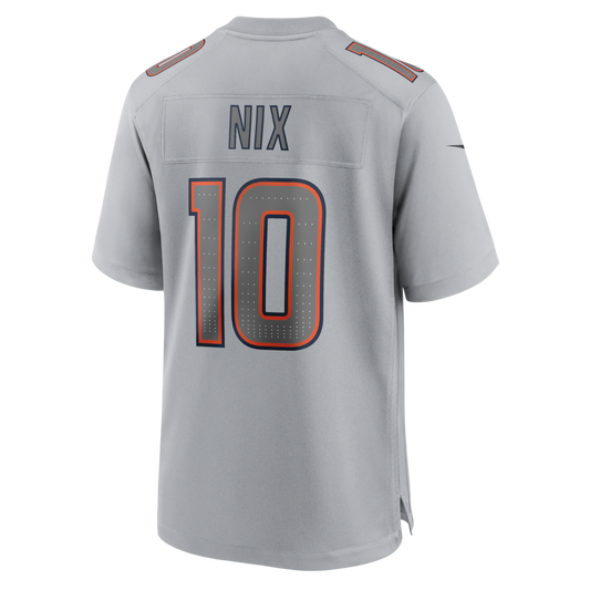 D.Broncos #10 Bo Nix Gray Atmosphere Fashion Game Jersey
