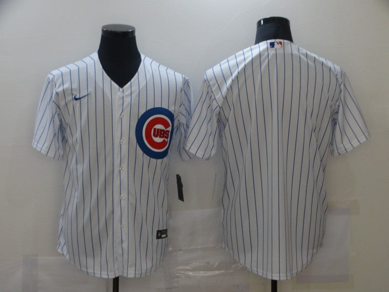 Men's Chicago Cubs1 White Home Blank Replica Jersey