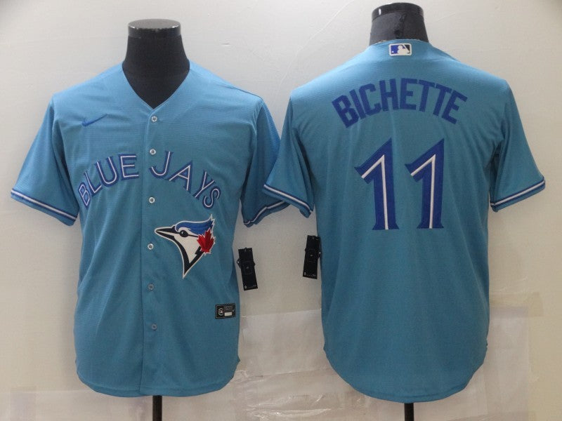Men's Toronto Blue Jays1 Bo Bichette #11 Light Blue Replica Baseball Jersey