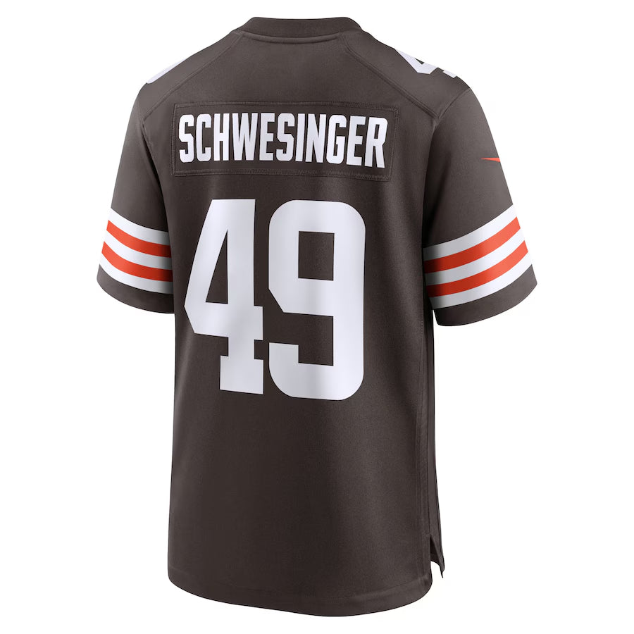 Cleveland Browns Carson Schwesinger  Brown 2025 NFL Draft Game Jersey
