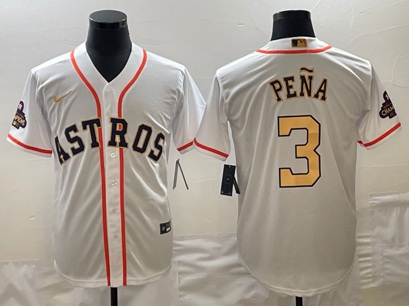 Men's Houston Astros Jeremy Pena  White/Gold 2023 Gold Collection Replica Player Jersey