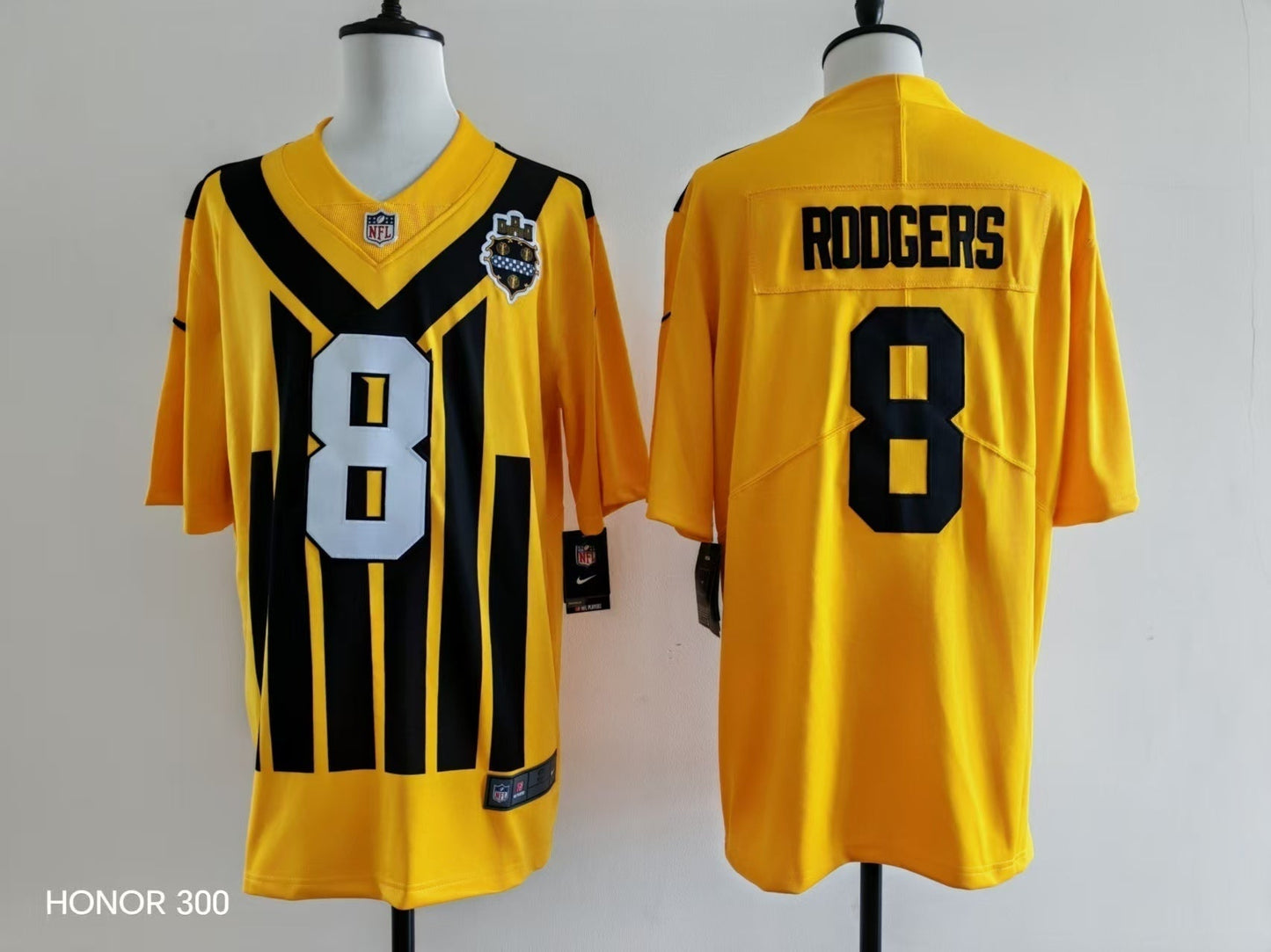 Men's Pittsburgh Steelers Aaron Rodgers  Jersey -  Retro Yellow-1
