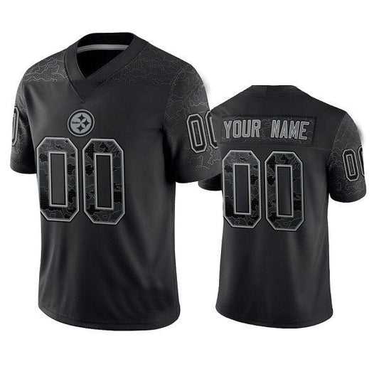 Custom1 Pittsburgh Steelers Active Player  Reflective Limited Stitched Jersey1 Black Football Jerseys