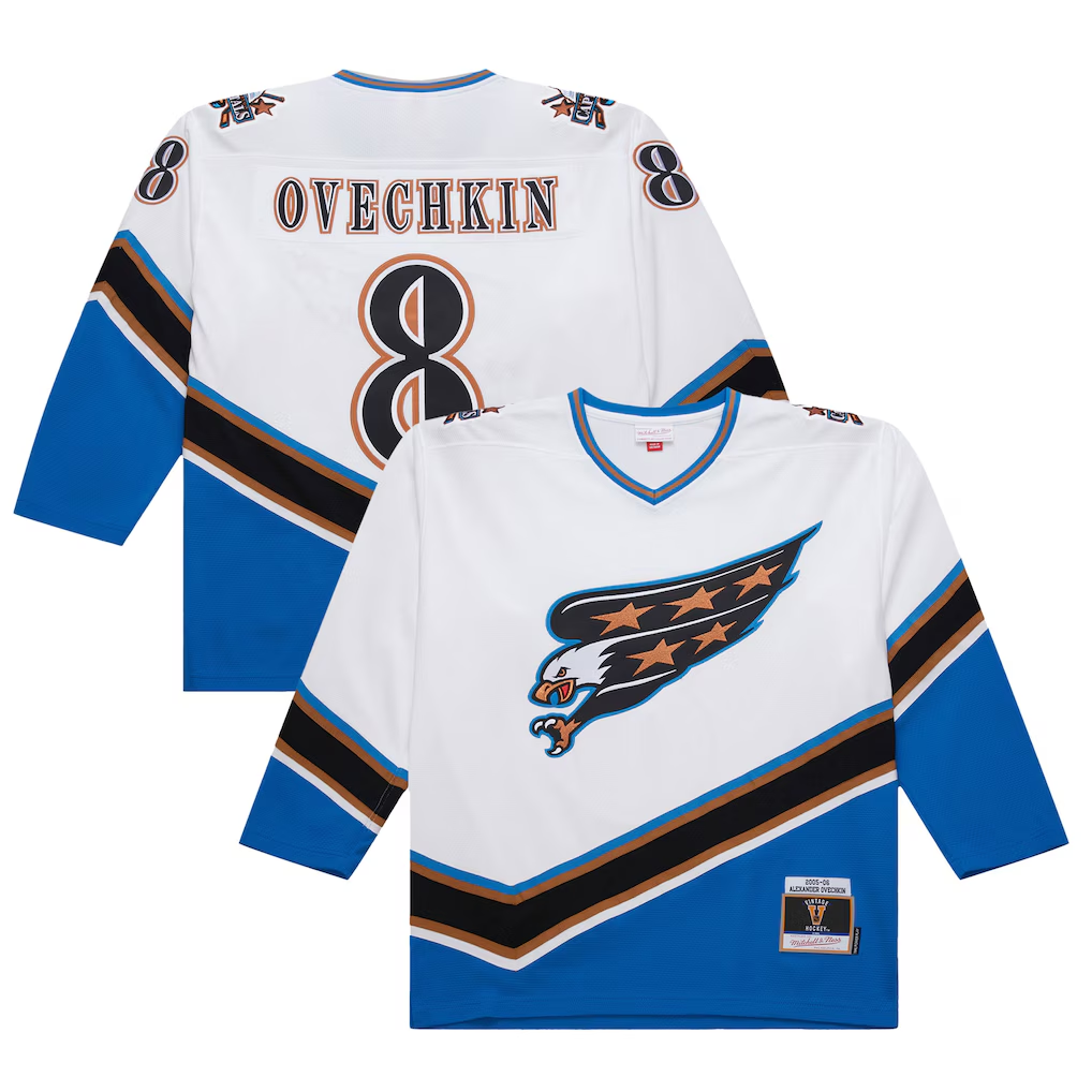 Men's Washington Capitals Alexander Ovechkin Mitchell & Ness White 2005/06 Power Play Jersey