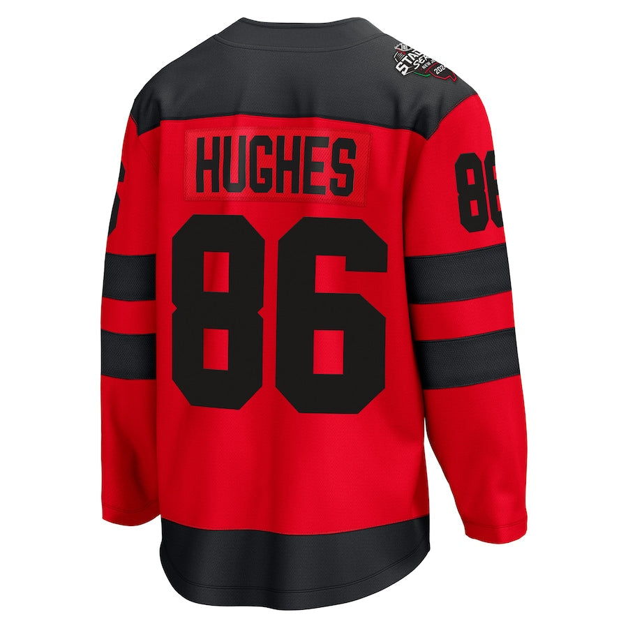 Jack Hughes New Shirt Devils Fanatics Branded 2024 NHL Stadium Series Breakaway Player Shirt Red