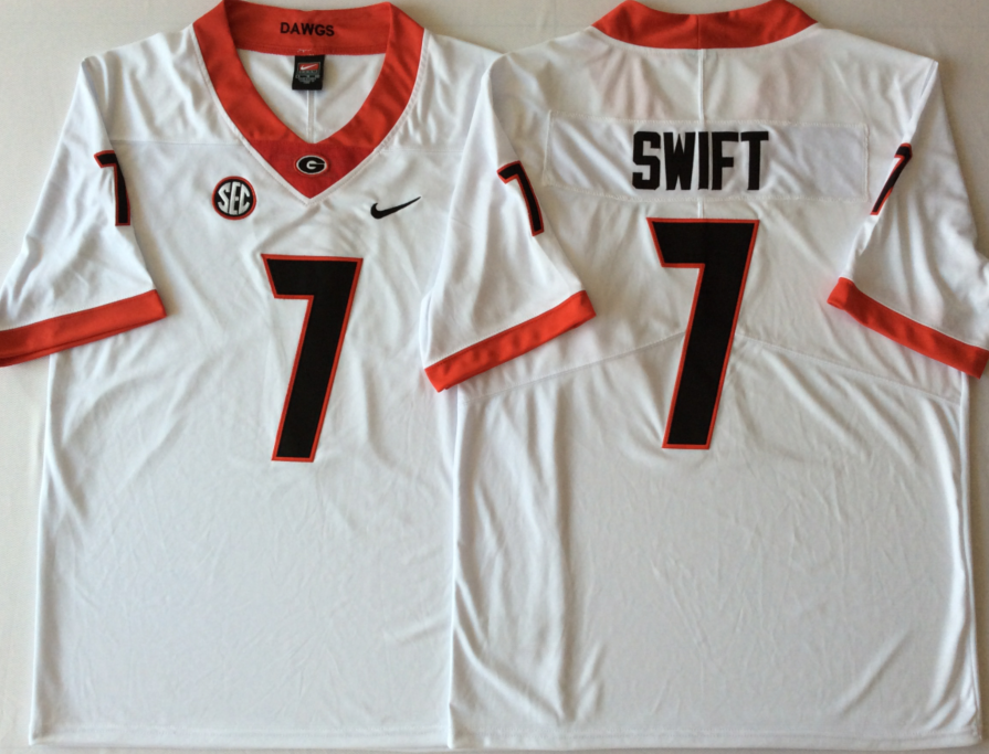 Men's Georgia Bulldogs D'Andre Swift White Player Game Jersey