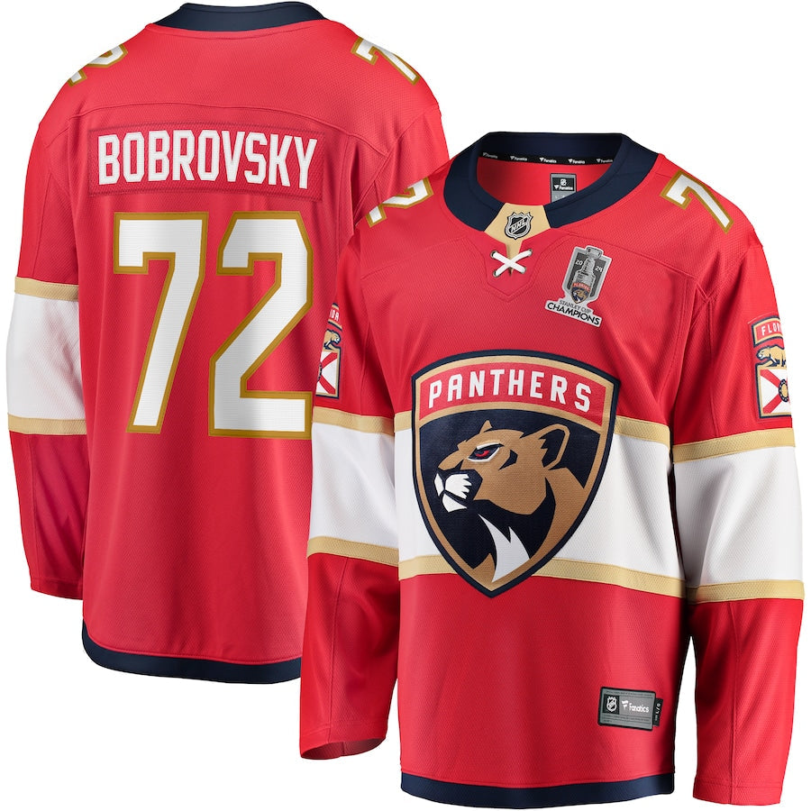 Sergei Bobrovsky Florida Panthers   Home 2024 Stanley Cup Champions Breakaway  Jersey  Red