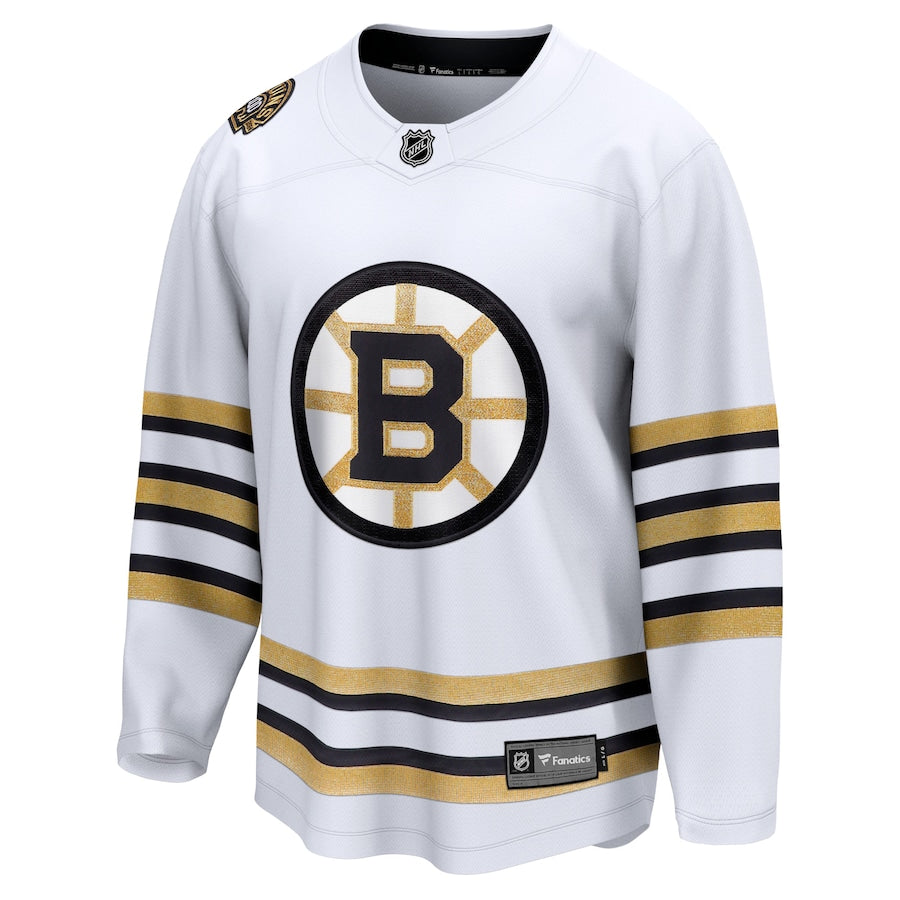 Custom Boston Bruins 100th Anniversary Premier Breakaway Jersey - White