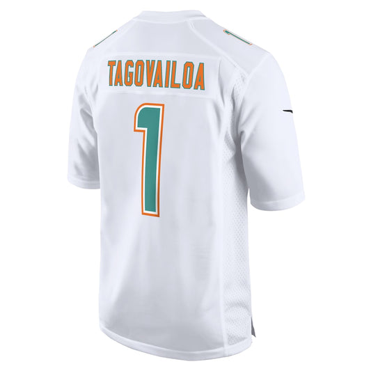 M.Dolphins #1 Tua Tagovailoa White Fashion Game Jersey