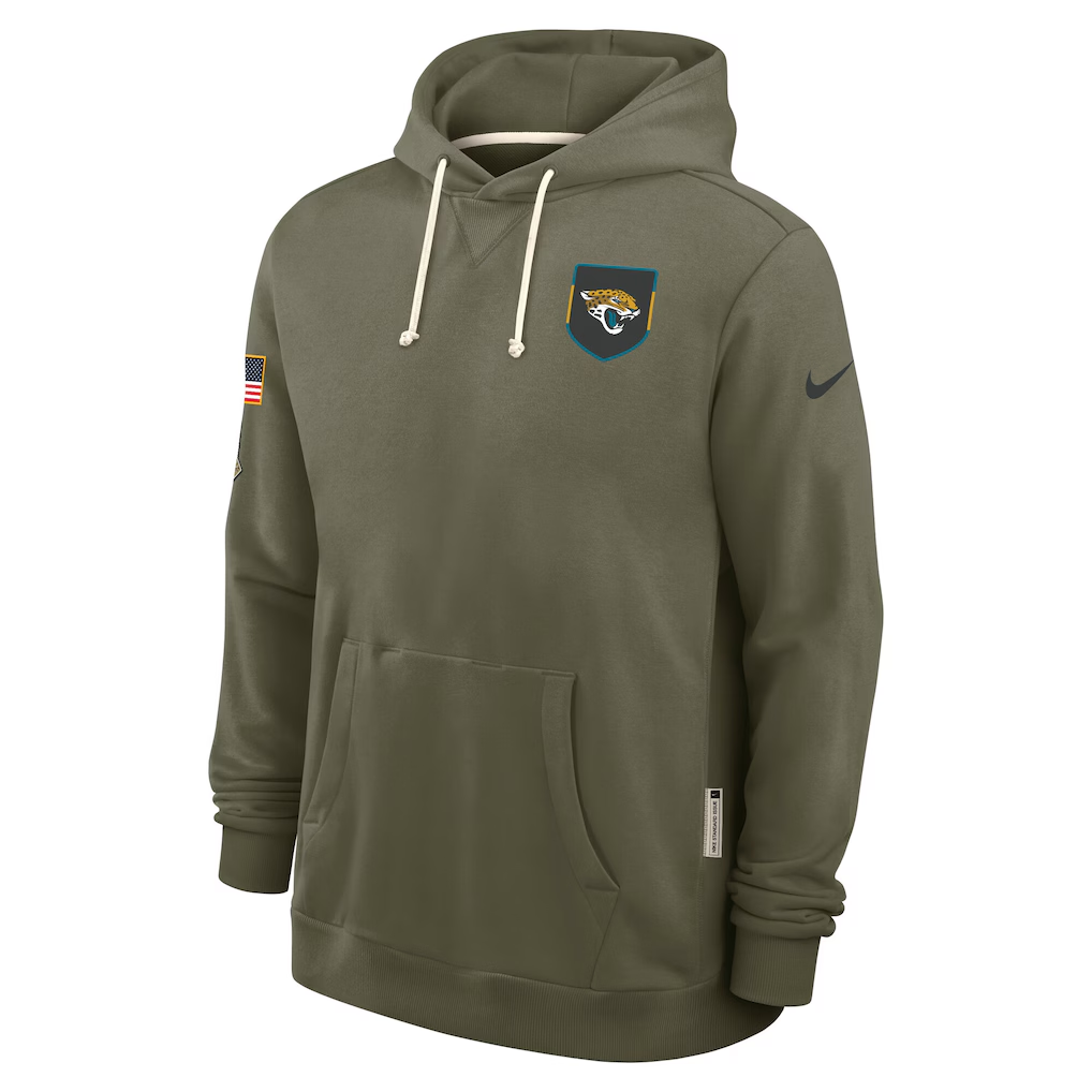 Men's Jacksonville Jaguars  Olive 2025 Salute to Service Sideline Standard Issue Dri-FIT Hoodie