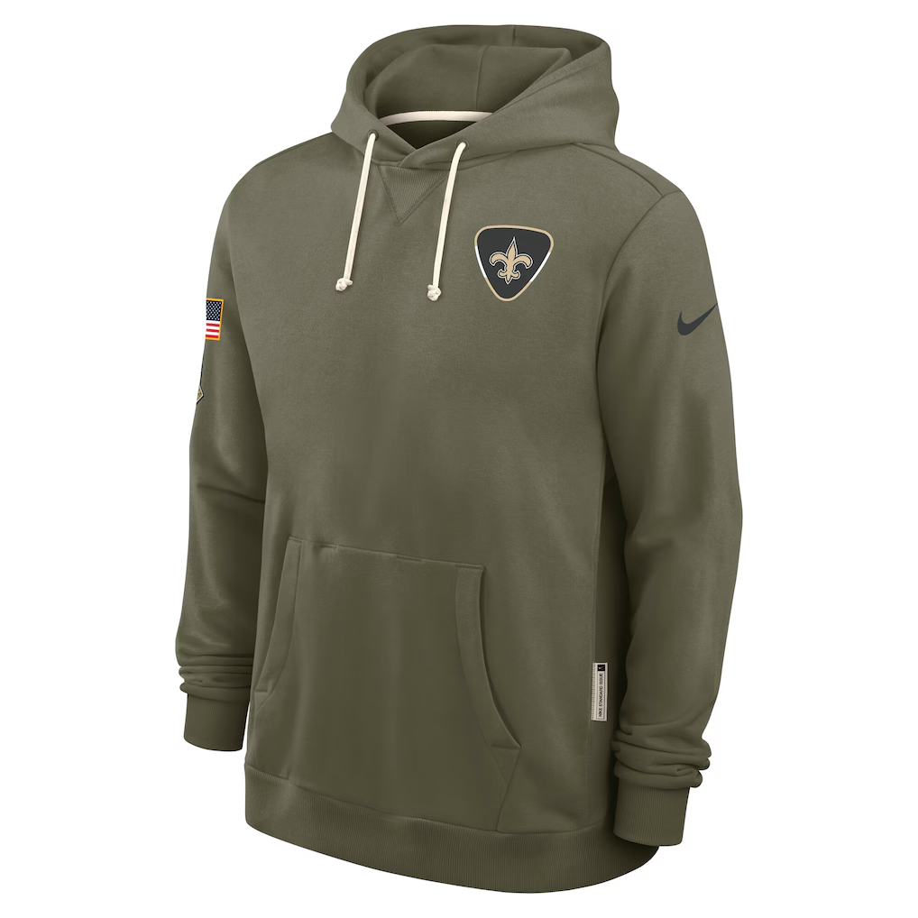 Men's New Orleans Saints  Olive 2025 Salute to Service Sideline Standard Issue Dri-FIT Hoodie