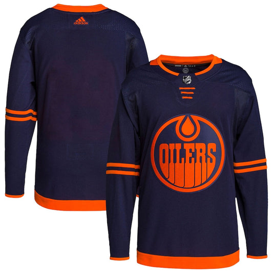 Custom Edmonton Oilers Men's Alternate Primegreen Blank Jersey - Navy
