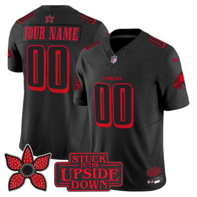 Custom Philadelphia Eagles Stranger Things Edition Jersey - Black