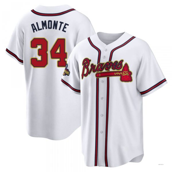 Atlanta Braves #34 Abafckm Almonte Gold White 2022 Program Jersey Stitches Baseball Jerseys