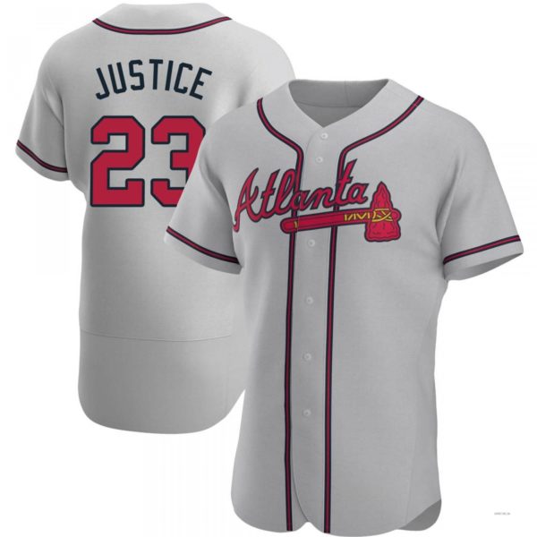 Atlanta Braves #23 David Justice Gray Road Jersey Stitches Baseball Jerseys