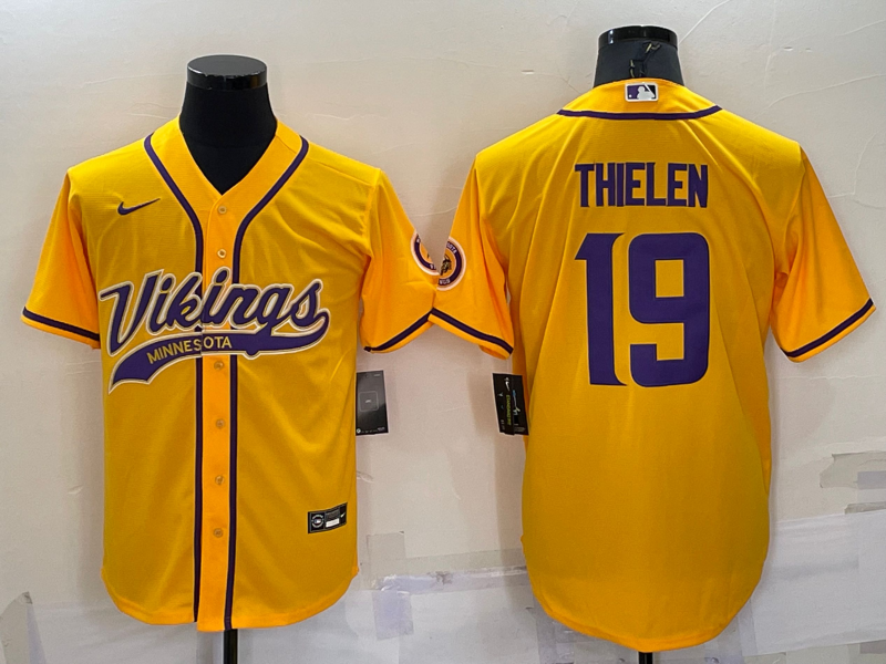 Men's Minnesota Vikings Adam Thielen Yellow Game Jersey Joint Edition