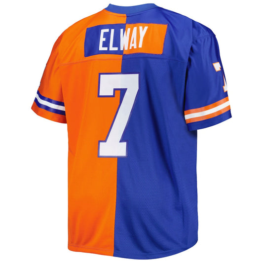 D.Broncos #7 John Elway Mitchell & Ness Royal/Orange Big & Tall Split Legacy Retired Player Replica Jersey