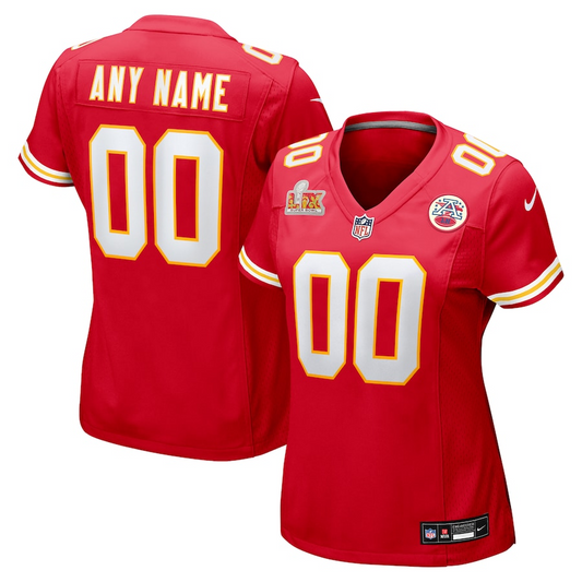 Women's Kansas City Chiefs  Red Super Bowl LIX Custom Game Jersey