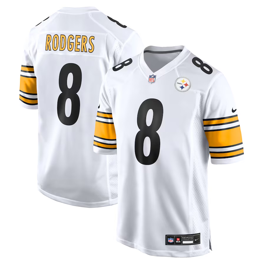 Men's Pittsburgh Steelers Aaron Rodgers  White Game Jersey